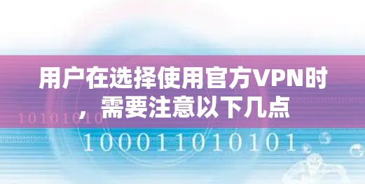 用户在选择使用官方VPN时，需要注意以下几点