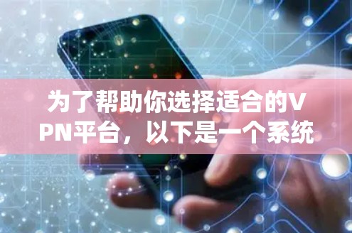 为了帮助你选择适合的VPN平台,以下是一个系统化的推荐过程,涵盖了关键因素,确保你在做出决策时全面考虑 为了帮助你选择适合的VPN平台,以下是一个系统化的推荐过程,涵盖了关键因素,确保你在做出决策时全面考虑